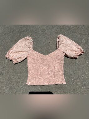 Abercrombie & Fitch Blush Pink Smocked Puff Sleeve Top size SMALL